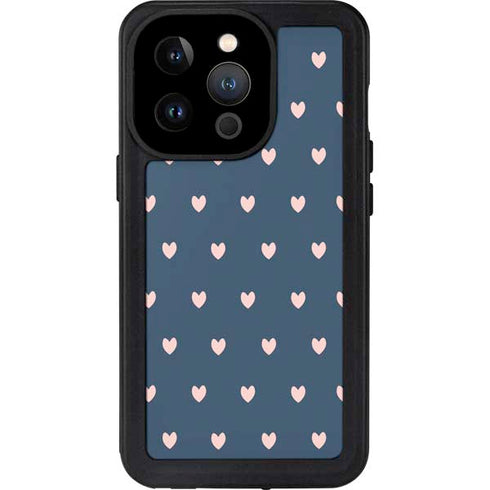 Blue and Pink Hearts iPhone 14 Pro Waterproof Case