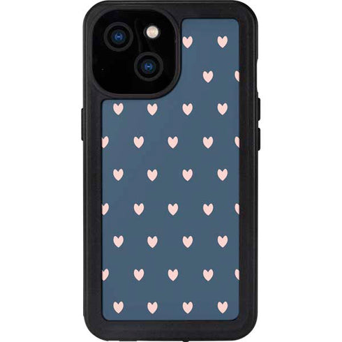 Blue and Pink Hearts iPhone 15 Waterproof Case