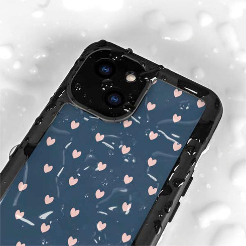 Blue and Pink Hearts iPhone 15 Waterproof Case