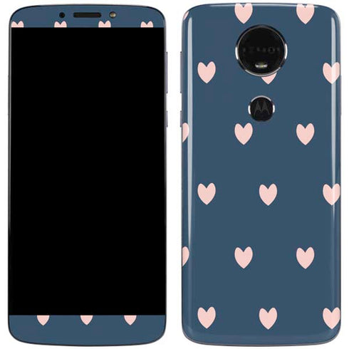 Blue and Pink Hearts Moto E5 Plus Skin