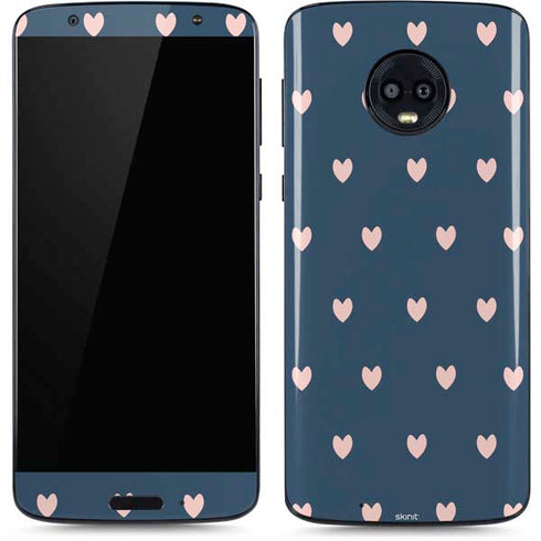 Blue and Pink Hearts Moto G6 Skin