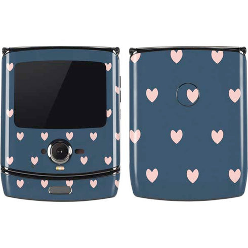 Blue and Pink Hearts Motorola RAZR Skin