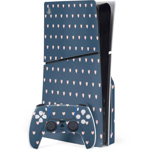 Blue and Pink Hearts PS5 Slim Disk Bundle Skin