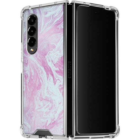Blue and Purple Marble Galaxy Z Fold4 5G Clear Case