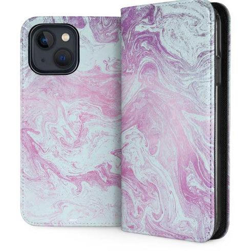 Blue and Purple Marble iPhone 15 Plus Folio Case