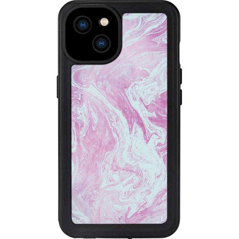 Blue and Purple Marble iPhone 15 Plus Waterproof Case