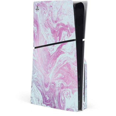 Blue and Purple Marble PS5 Slim Disk Console Skin