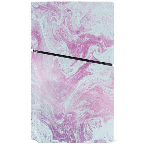 Blue and Purple Marble PS5 Slim Disk Console Skin
