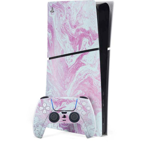 Blue and Purple Marble PS5 Slim Digital Edition Console Skin