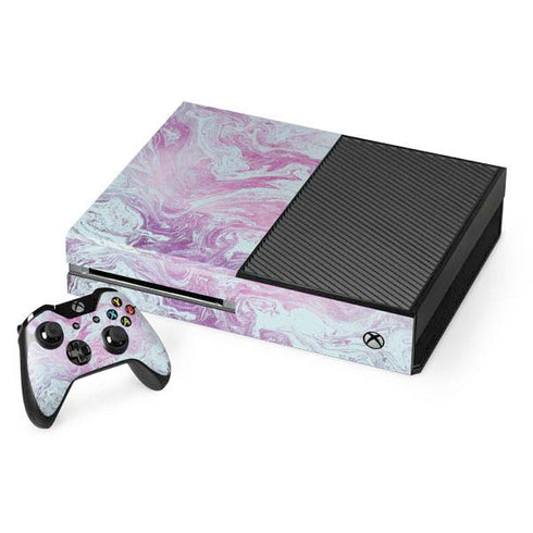 Blue and Purple Marble Xbox One Console and Controller Bundle Skin