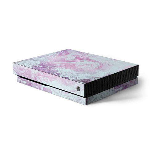 Blue and Purple Marble Xbox One X Console Skin