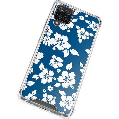 Blue and White Galaxy A12 Clear Case