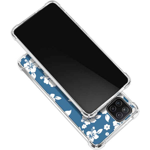Blue and White Galaxy A12 Clear Case