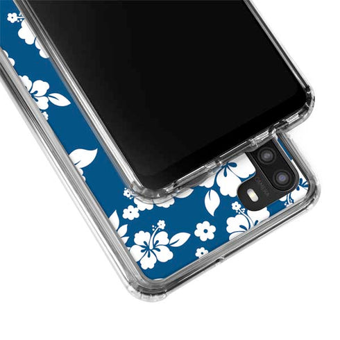 Blue and White Galaxy A21 Clear Case