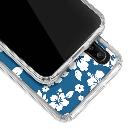 Blue and White Galaxy A30 Clear Case