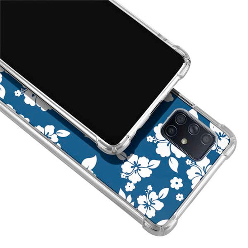Blue and White Galaxy A71 5G Clear Case