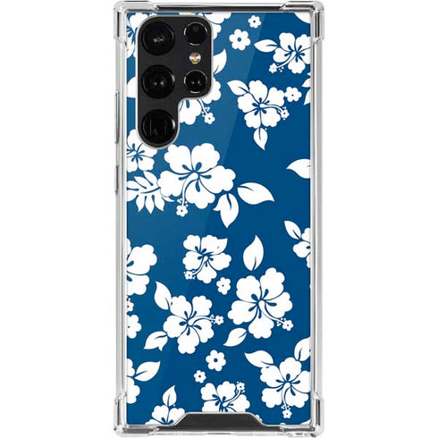 Blue and White Galaxy S22 Ultra Clear Case