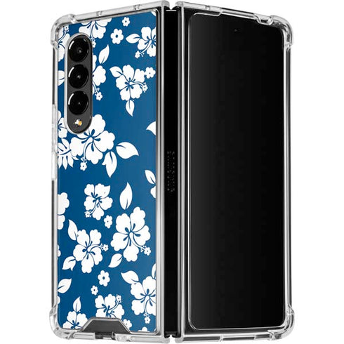 Blue and White Galaxy Z Fold4 5G Clear Case
