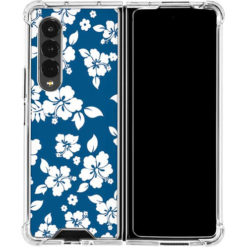 Blue and White Galaxy Z Fold4 5G Clear Case