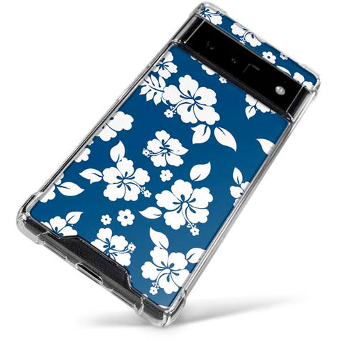 Blue and White Google Pixel 6 Clear Case