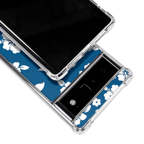 Blue and White Google Pixel 6 Clear Case