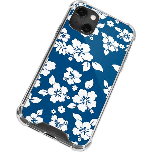 Blue and White iPhone 14 Plus Clear Case