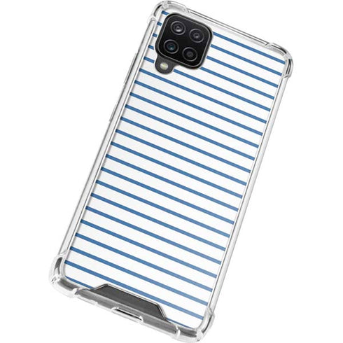 Blue and White Stripes Galaxy A12 Clear Case