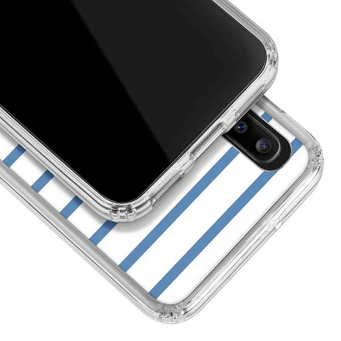 Blue and White Stripes Galaxy A20 Clear Case