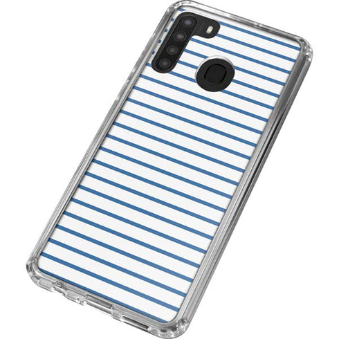 Blue and White Stripes Galaxy A21 Clear Case