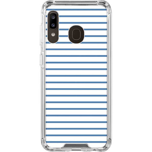 Blue and White Stripes Galaxy A30 Clear Case