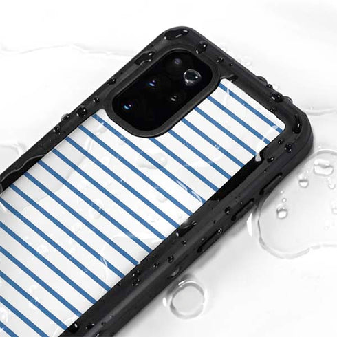Blue and White Stripes Galaxy S20 Plus Waterproof Case