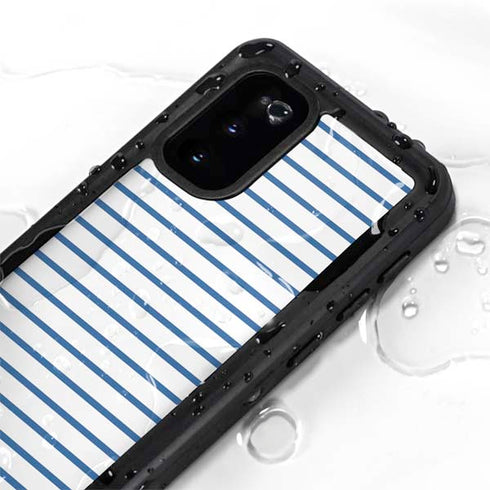 Blue and White Stripes Galaxy S20 Waterproof Case