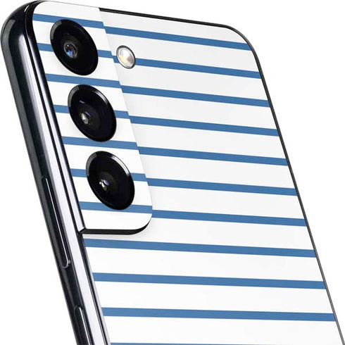 Blue and White Stripes Galaxy S22 Skin