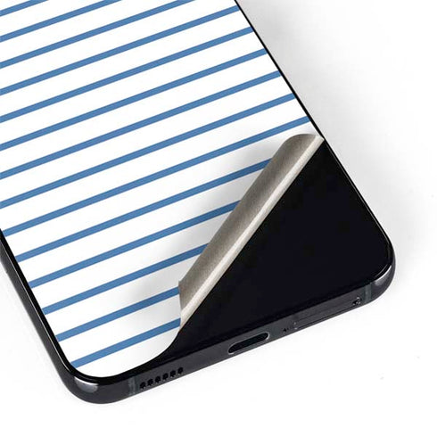 Blue and White Stripes Galaxy S22 Skin