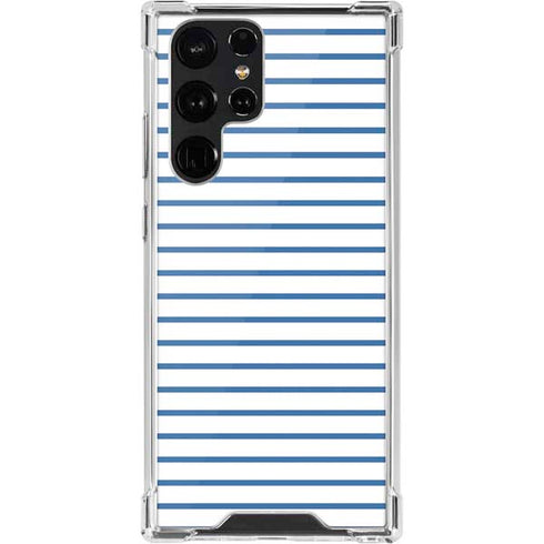 Blue and White Stripes Galaxy S22 Ultra Clear Case