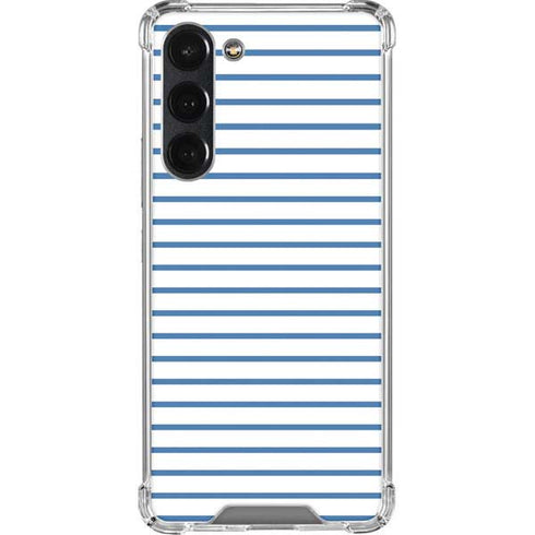 Blue and White Stripes Galaxy S23 Plus Clear Case