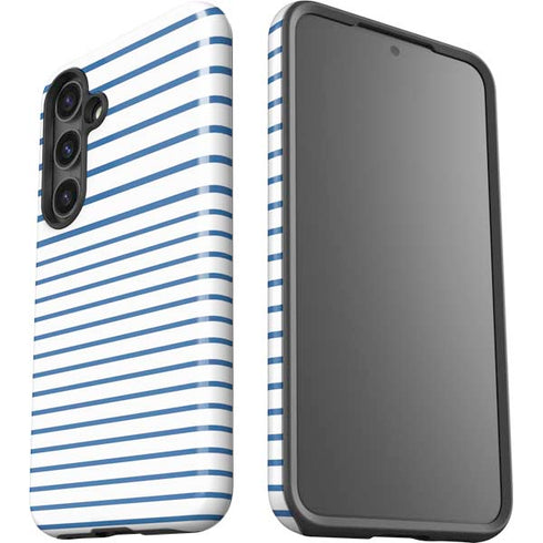 Blue and White Stripes Galaxy S24 Plus Impact Case