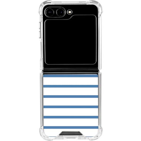 Blue and White Stripes Galaxy Z Flip5 5G Clear Case