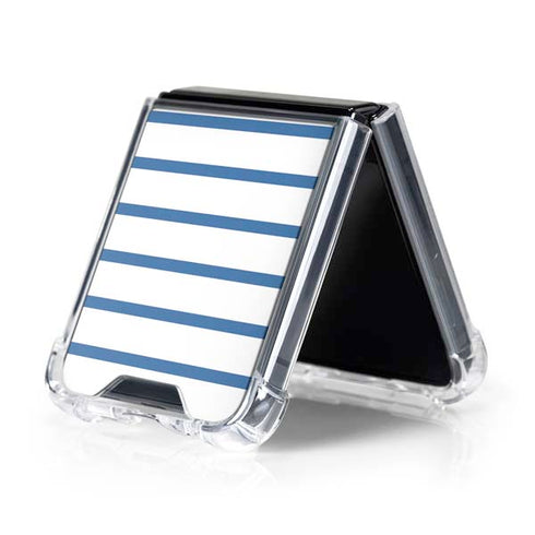 Blue and White Stripes Galaxy Z Flip5 5G Clear Case