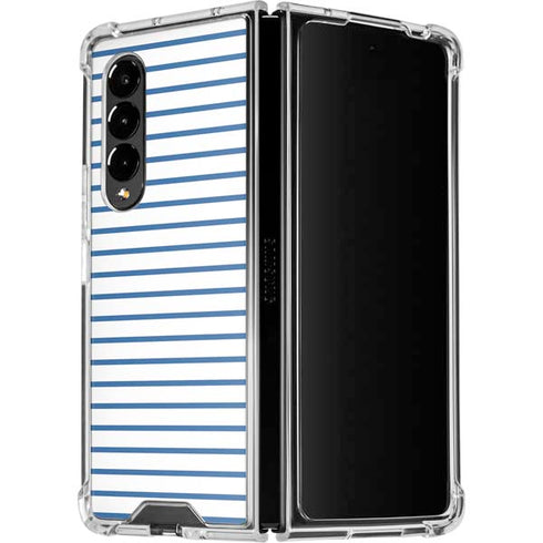 Blue and White Stripes Galaxy Z Fold4 5G Clear Case