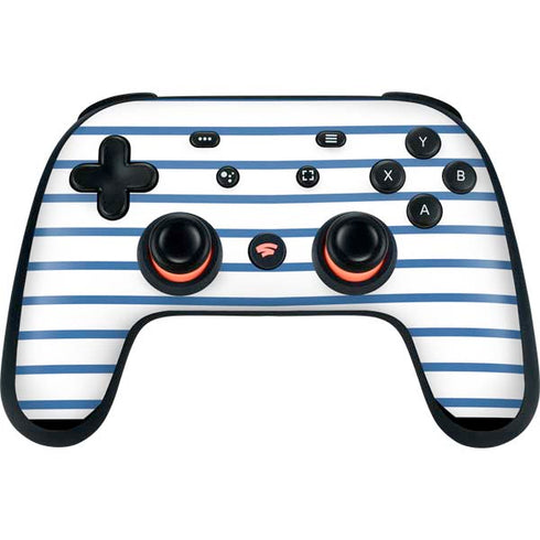 Blue and White Stripes Google Stadia Controller Skin