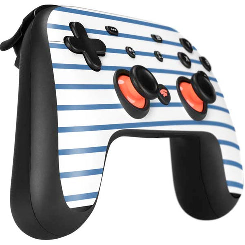 Blue and White Stripes Google Stadia Controller Skin