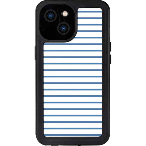 Blue and White Stripes iPhone 13 Mini Waterproof Case