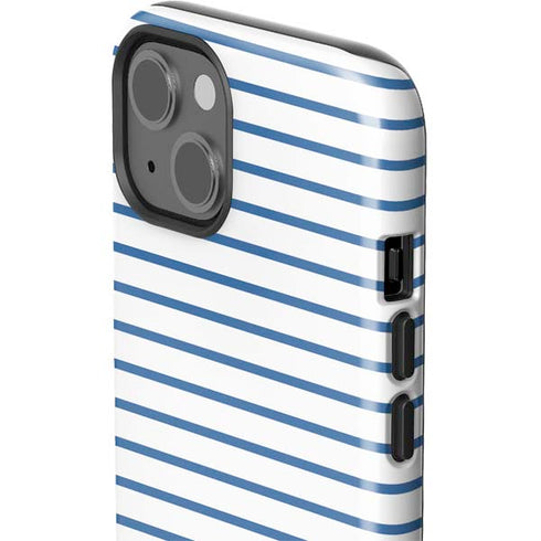 Blue and White Stripes iPhone 14 Plus Impact Case