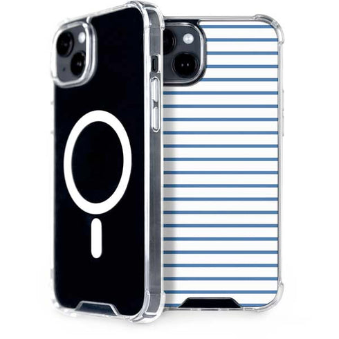 Blue and White Stripes iPhone 15 Plus MagSafe Case