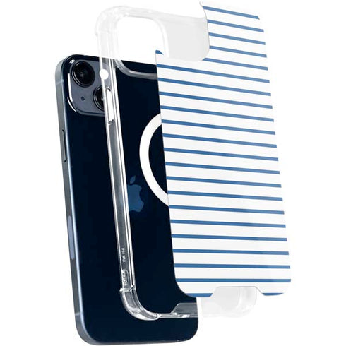 Blue and White Stripes iPhone 15 Plus MagSafe Case