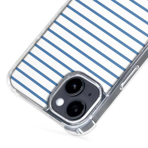 Blue and White Stripes iPhone 15 Plus MagSafe Case