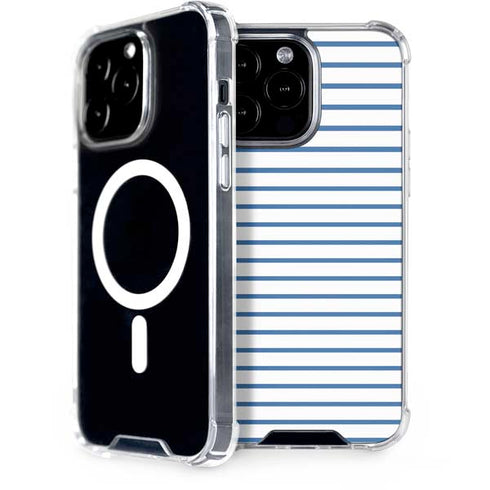Blue and White Stripes iPhone 15 Pro Max MagSafe Case