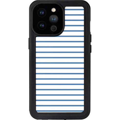 Blue and White Stripes iPhone 14 Pro Max Waterproof Case