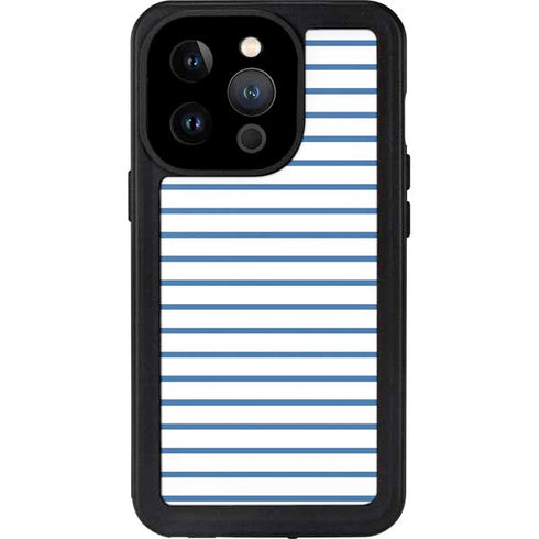 Blue and White Stripes iPhone 14 Pro Waterproof Case